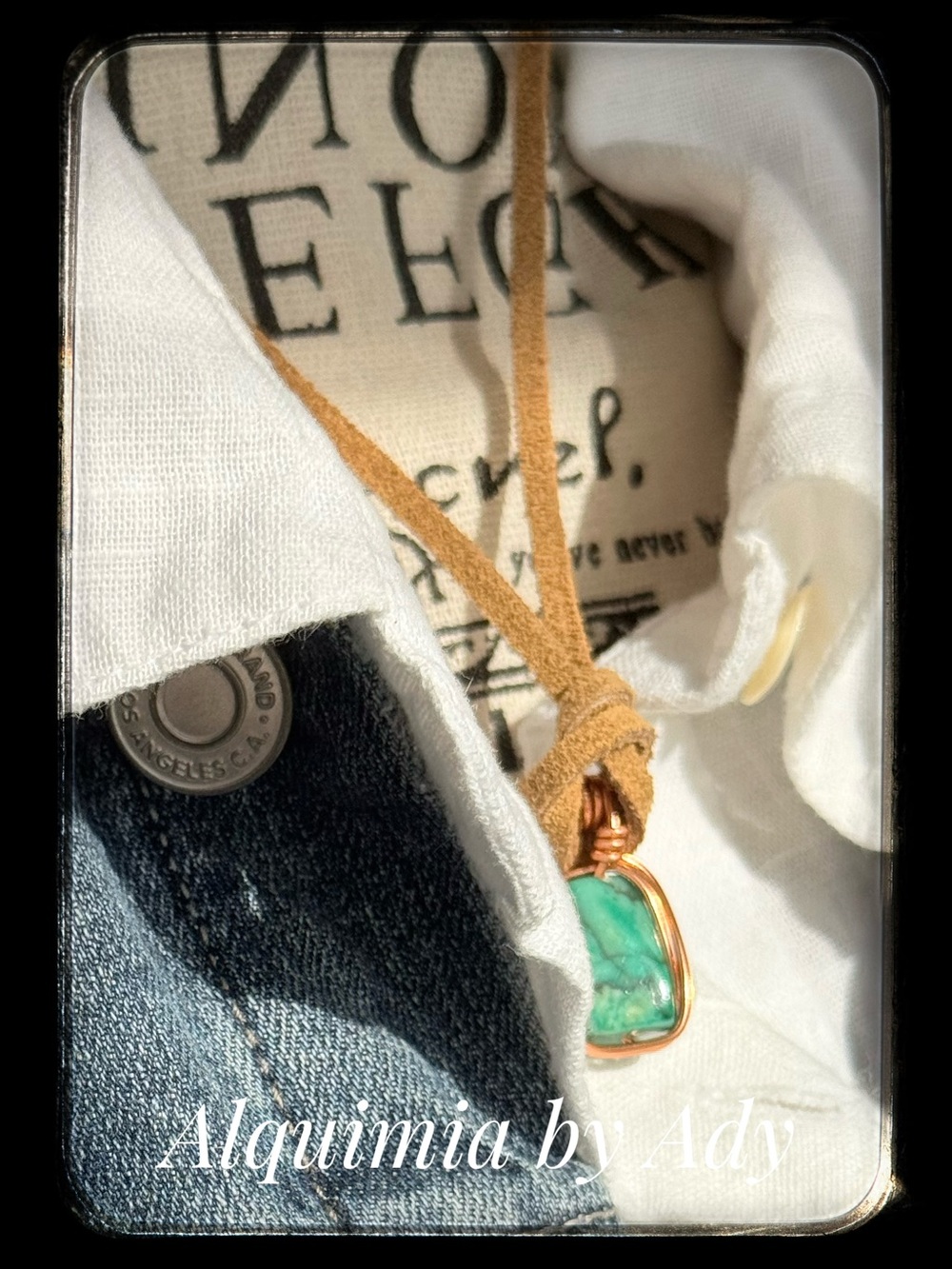 Suede Choker with Carved green Turquoise Western Boho